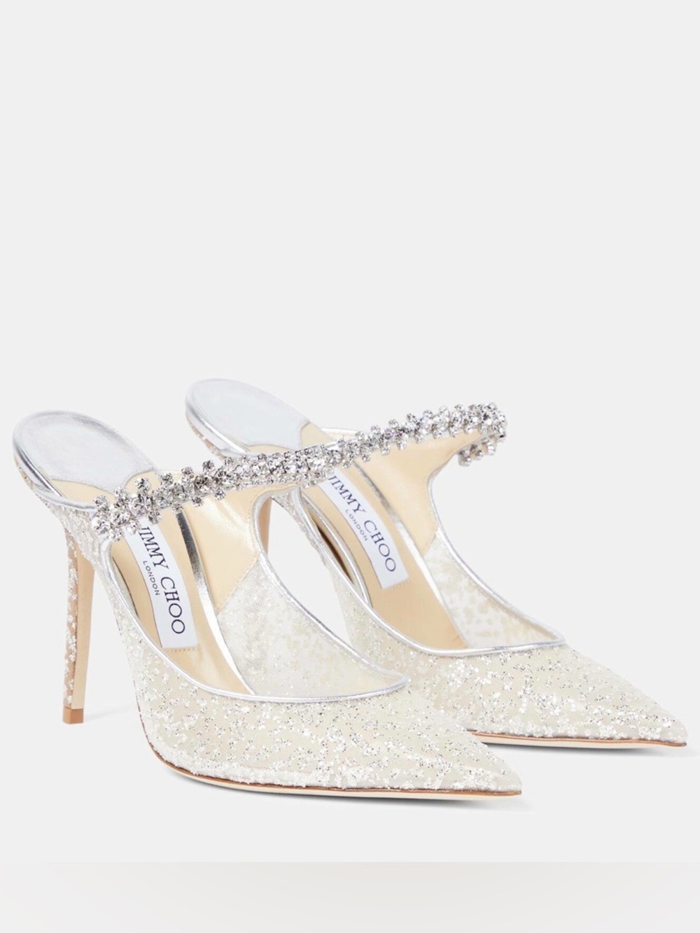 Jimmy Choo Tulle Glitter Bing Heels - Picture 2 of 12